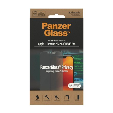 PanzerGlass | Ochraniacz ekranu - szkło - z filtrem prywatności | Apple iPhone 13, 13 Pro, 14 | Czarny | Przezroczysty PanzerGlass | Ochraniacz ekranu - szkło - z filtrem prywatności | Apple iPhone 13, 13 Pro, 14 | Czarny | Przezroczysty