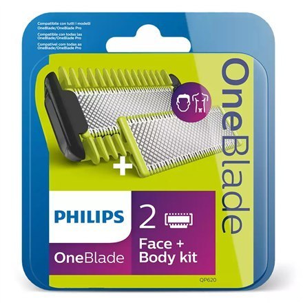 Philips | Zestaw OneBlade do twarzy i ciała | QP620/50 | Liczba głowic golących/ostrzy 2 | Zielony Philips | Zestaw OneBlade do twarzy i ciała | QP620/50 | Liczba głowic golących/ostrzy 2 | Zielony