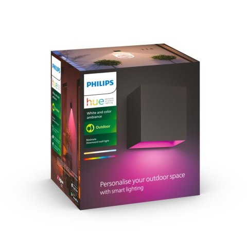 Philips Hue WCA Resonate Outdoor Downward Wall Lantern, Black | Philips Hue Philips Hue WCA Resonate Outdoor Downward Wall Lantern, Black | Philips Hue