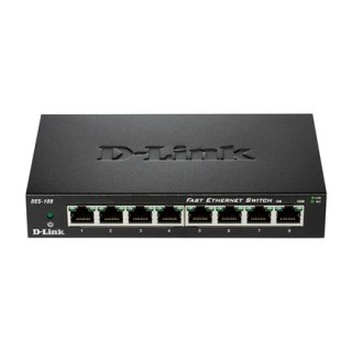 Przełącznik sieciowy D-Link DES-108/E | Bezobsługowy | Biurkowy | 8 portów 10/100 Mbps (RJ-45) | 1 port 1 Gbps (RJ-45) | Ilość p