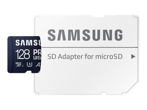 Samsung | Karta microSD | PRO Ultimate | 128 GB | Karta pamięci microSDXC | Pamięć flash klasy U3, V30, A2 | Adapter SD Samsung | Karta microSD | PRO Ultimate | 128 GB | Karta pamięci microSDXC | Pamięć flash klasy U3, V30, A2 | Adapter SD