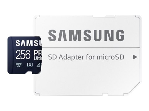 Samsung | Karta microSD | PRO Ultimate | 256 GB | Karta pamięci microSDXC | Pamięć flash klasy U3, V30, A2 | Adapter SD Samsung | Karta microSD | PRO Ultimate | 256 GB | Karta pamięci microSDXC | Pamięć flash klasy U3, V30, A2 | Adapter SD
