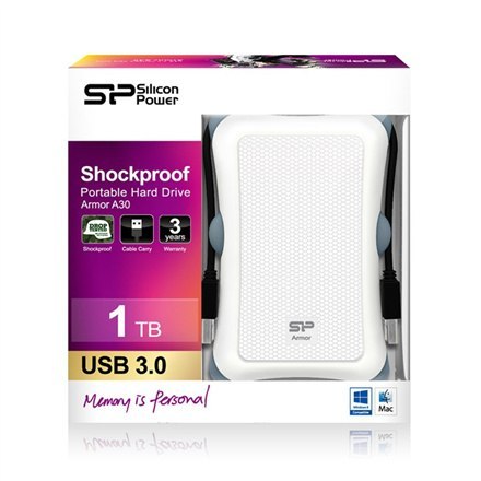 SILICON POWER Armor | Przenośny | Dysk twardy | 1 TB | USB 3.0 | Biały SILICON POWER Armor | Przenośny | Dysk twardy | 1 TB | USB 3.0 | Biały