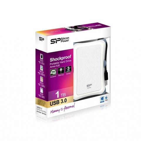 SILICON POWER Armor | Przenośny | Dysk twardy | 1 TB | USB 3.0 | Biały SILICON POWER Armor | Przenośny | Dysk twardy | 1 TB | USB 3.0 | Biały