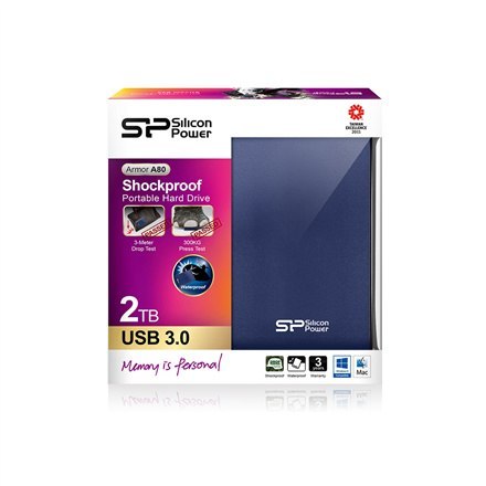 SILICON POWER Armor | Przenośny | Dysk twardy | 2 TB | USB 3.0 | Niebieski SILICON POWER Armor | Przenośny | Dysk twardy | 2 TB | USB 3.0 | Niebieski