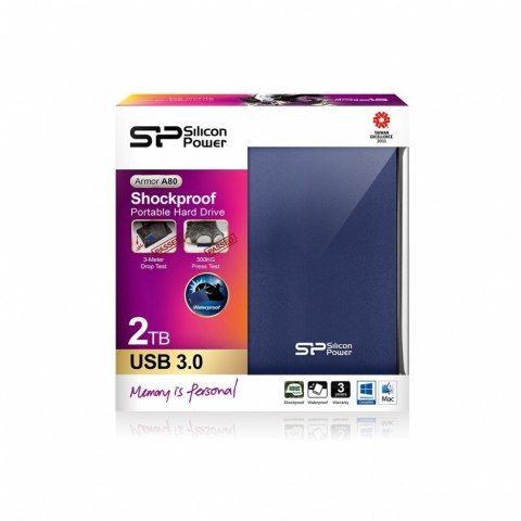 SILICON POWER Armor | Przenośny | Dysk twardy | 2 TB | USB 3.0 | Niebieski SILICON POWER Armor | Przenośny | Dysk twardy | 2 TB | USB 3.0 | Niebieski