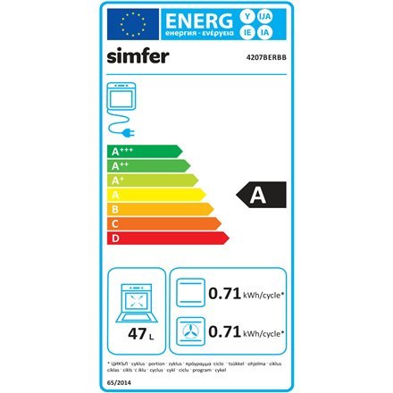Simfer | 4207BERBB | Piekarnik | 47 L | Wielofunkcyjny | Ręczny | Wysuwane pokrętła | Szerokość 45 cm | Biały Simfer | 4207BERBB | Piekarnik | 47 L | Wielofunkcyjny | Ręczny | Wysuwane pokrętła | Szerokość 45 cm | Biały