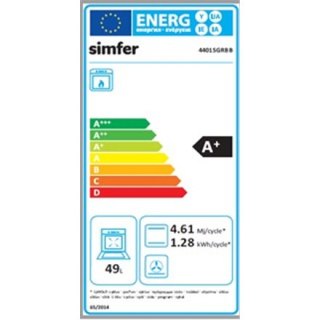Simfer | Kuchenka | 4401SGRBB | Typ płyty gazowej | Typ piekarnika gazowy | Biały | Szerokość 50 cm | Głębokość 55 cm | 49 L