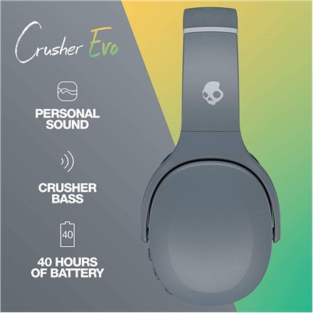 Skullcandy | Słuchawki bezprzewodowe | Crusher Evo | Bezprzewodowe | Nauszne | Z mikrofonem | Bezprzewodowe | Chill Grey Skullcandy | Słuchawki bezprzewodowe | Crusher Evo | Bezprzewodowe | Nauszne | Z mikrofonem | Bezprzewodowe | Chill Grey