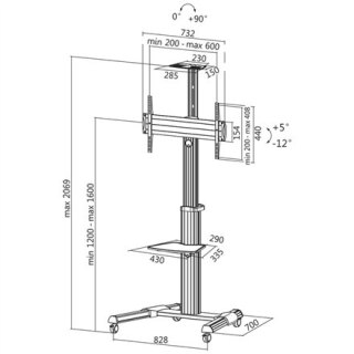 Stojak pod telewizor Logilink BP0025, regulowana wysokość telewizora, 37-70", maks. 50 kg | Logilink | Stojak podłogowy | BP0025