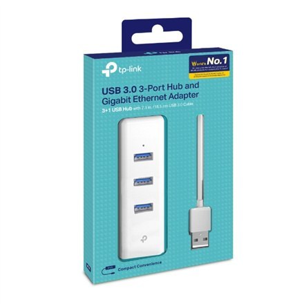TP-LINK | 3-portowy koncentrator USB 3.0 i karta Gigabit Ethernet 2 w 1 adapter USB | UE330 TP-LINK | 3-portowy koncentrator USB 3.0 i karta Gigabit Ethernet 2 w 1 adapter USB | UE330