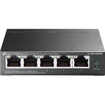 TP-LINK | 5 portowy przełącznik Gigabit Easy Smart z 4 portami PoE+ | TL-SG105MPE | Zarządzalny L2 | Desktop | Ilość portów 1 Gb TP-LINK | 5 portowy przełącznik Gigabit Easy Smart z 4 portami PoE+ | TL-SG105MPE | Zarządzalny L2 | Desktop | Ilość portów 1 Gb