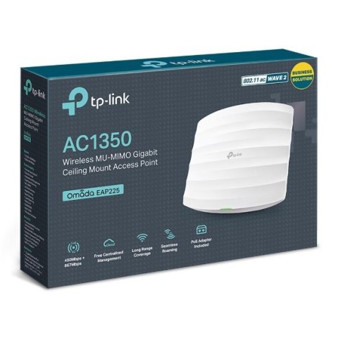 TP-LINK | EAP225 | Punkt dostępowy | 802.11ac | 2.4GHz/5GHz | 450+867 Mbit/s | 10/100/1000 Mbit/s | Porty Ethernet LAN (RJ-45) 1 TP-LINK | EAP225 | Punkt dostępowy | 802.11ac | 2.4GHz/5GHz | 450+867 Mbit/s | 10/100/1000 Mbit/s | Porty Ethernet LAN (RJ-45) 1