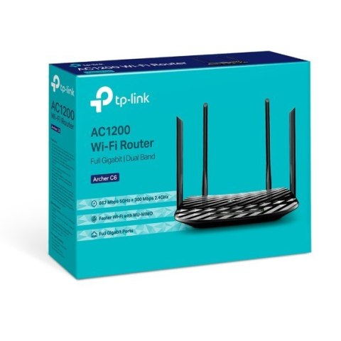 TP-Link Archer C6 - router bezprzewodowy - Wi-Fi 5 - desktop | 4-portowy switch | AC1200 | 2,4 GHz / 5 GHz TP-Link Archer C6 - router bezprzewodowy - Wi-Fi 5 - desktop | 4-portowy switch | AC1200 | 2,4 GHz / 5 GHz