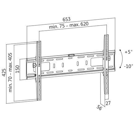 Uchwyt ścienny TV Logilink BP0018, 37"-70", pochylenie +5°-10°, 56 mm | Logilink Uchwyt ścienny TV Logilink BP0018, 37"-70", pochylenie +5°-10°, 56 mm | Logilink