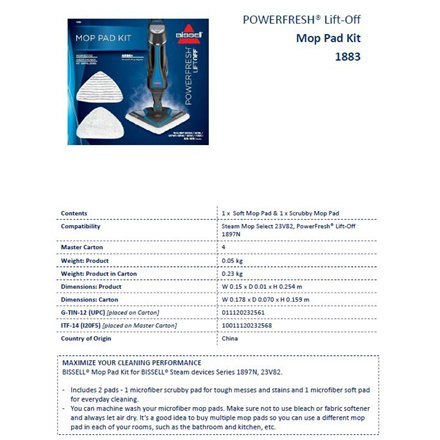 Zestaw nakładek do mopa parowego Bissell | PowerFresh Lift Off | No ml | 2 szt. Zestaw nakładek do mopa parowego Bissell | PowerFresh Lift Off | No ml | 2 szt.