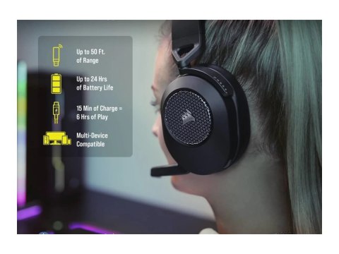 Corsair | HS65 | Słuchawki Gamingowe | Bezprzewodowe | Nauszne | Mikrofon | Bezprzewodowe | Węgiel Corsair | HS65 | Słuchawki Gamingowe | Bezprzewodowe | Nauszne | Mikrofon | Bezprzewodowe | Węgiel