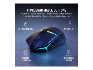 Corsair | Mysz dla graczy | NIGHTSABRE RGB | Bezprzewodowa | Bluetooth, 2,4 GHz | Czarna