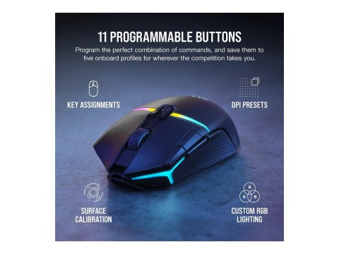 Corsair | Mysz dla graczy | NIGHTSABRE RGB | Bezprzewodowa | Bluetooth, 2,4 GHz | Czarna Corsair | Mysz dla graczy | NIGHTSABRE RGB | Bezprzewodowa | Bluetooth, 2,4 GHz | Czarna