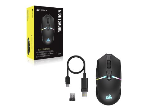 Corsair | Mysz dla graczy | NIGHTSABRE RGB | Bezprzewodowa | Bluetooth, 2,4 GHz | Czarna Corsair | Mysz dla graczy | NIGHTSABRE RGB | Bezprzewodowa | Bluetooth, 2,4 GHz | Czarna