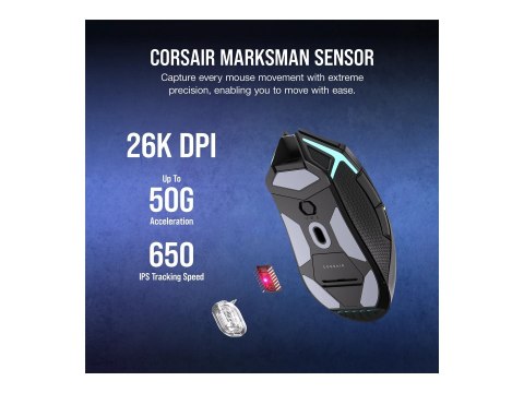 Corsair | Mysz dla graczy | NIGHTSABRE RGB | Bezprzewodowa | Bluetooth, 2,4 GHz | Czarna Corsair | Mysz dla graczy | NIGHTSABRE RGB | Bezprzewodowa | Bluetooth, 2,4 GHz | Czarna