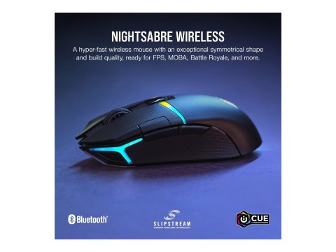 Corsair | Mysz dla graczy | NIGHTSABRE RGB | Bezprzewodowa | Bluetooth, 2,4 GHz | Czarna Corsair | Mysz dla graczy | NIGHTSABRE RGB | Bezprzewodowa | Bluetooth, 2,4 GHz | Czarna