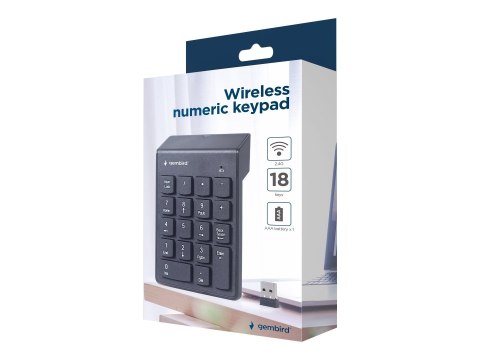 Klawiatura numeryczna bezprzewodowa Gembird KPD-W-02 | Klawiatura numeryczna | Bezprzewodowa | Kolor czarny Klawiatura numeryczna bezprzewodowa Gembird KPD-W-02 | Klawiatura numeryczna | Bezprzewodowa | Kolor czarny