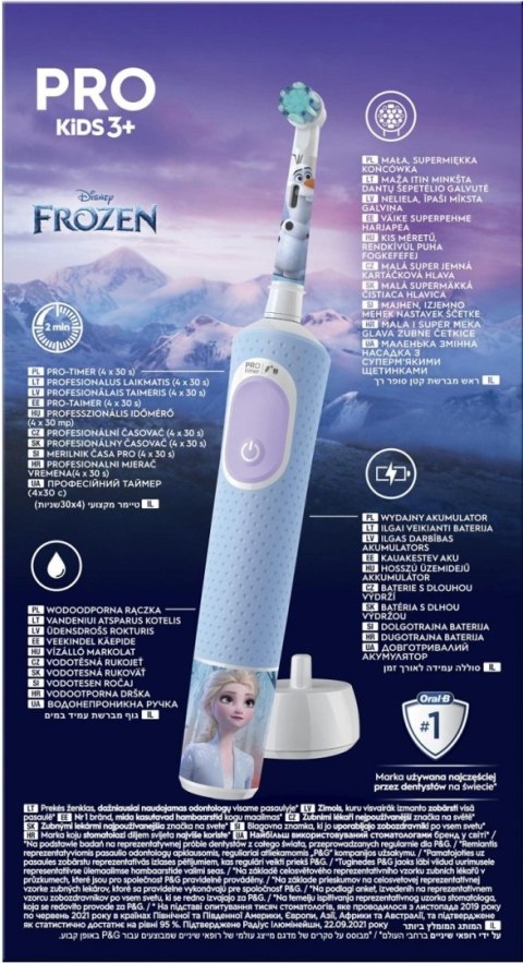 Oral-B | Vitality PRO Kids Frozen | Szczoteczka elektryczna | Ładowalna | Dla dzieci | Niebieska | Ilość głowic szczoteczki w ze Oral-B | Vitality PRO Kids Frozen | Szczoteczka elektryczna | Ładowalna | Dla dzieci | Niebieska | Ilość głowic szczoteczki w ze