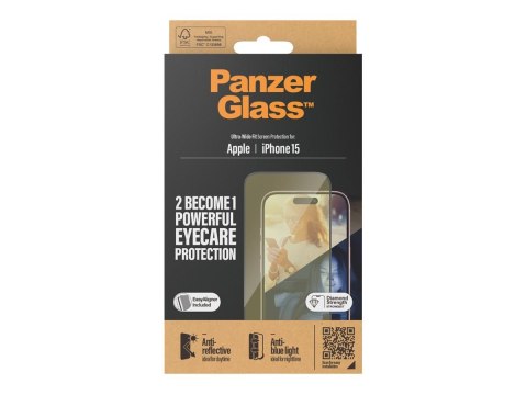 PanzerGlass | Ochraniacz ekranu - szkło | Apple iPhone 15 | Szkło | Czarny | Przezroczysty PanzerGlass | Ochraniacz ekranu - szkło | Apple iPhone 15 | Szkło | Czarny | Przezroczysty