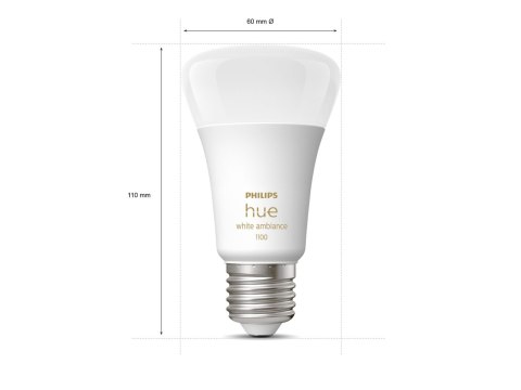 Philips Hue | WA 11W A60 E27 2szt. paczka | E27 | 11 W | Ciepła do chłodna biel 2200K-6500K | Bluetooth i Zigbee Philips Hue | WA 11W A60 E27 2szt. paczka | E27 | 11 W | Ciepła do chłodna biel 2200K-6500K | Bluetooth i Zigbee