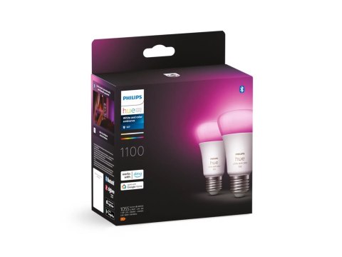 Philips Hue | WCA 11W A60 E27 2 szt. w opakowaniu | E27 | 11 W | Biały i kolor 2000K-6500K +16 milionów kolorów | Bluetooth i Zi Philips Hue | WCA 11W A60 E27 2 szt. w opakowaniu | E27 | 11 W | Biały i kolor 2000K-6500K +16 milionów kolorów | Bluetooth i Zi