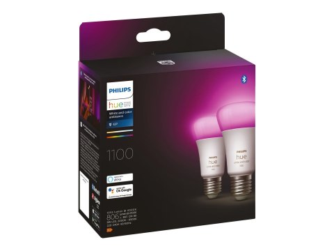 Philips Hue | WCA 11W A60 E27 2 szt. w opakowaniu | E27 | 11 W | Biały i kolor 2000K-6500K +16 milionów kolorów | Bluetooth i Zi Philips Hue | WCA 11W A60 E27 2 szt. w opakowaniu | E27 | 11 W | Biały i kolor 2000K-6500K +16 milionów kolorów | Bluetooth i Zi