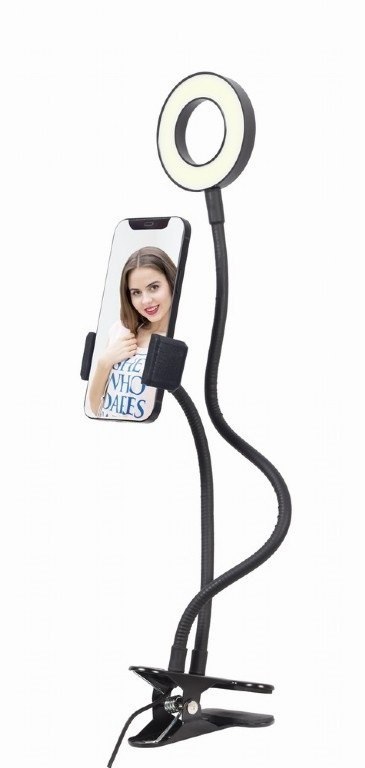 Światło pierścienia do selfie Gembird z uchwytem na telefon | Gembird LED-RING4-PH-01 | Regulacja jasności | Metal + ABS | Czarn Światło pierścienia do selfie Gembird z uchwytem na telefon | Gembird LED-RING4-PH-01 | Regulacja jasności | Metal + ABS | Czarn