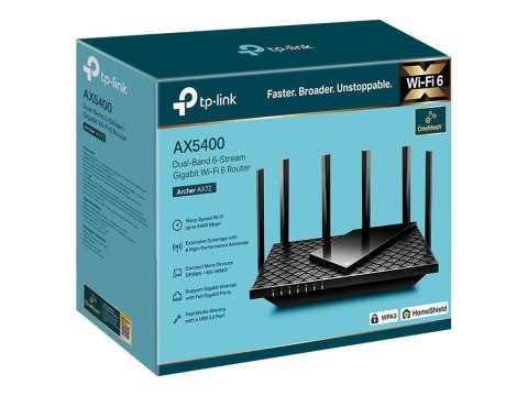 TP-LINK | Dwuzakresowy router Wi-Fi 6 | Archer AX72 | 802.11ax | Mbit/s | 10/100 Mbit/s | Porty Ethernet LAN (RJ-45) 3 | Obsługa TP-LINK | Dwuzakresowy router Wi-Fi 6 | Archer AX72 | 802.11ax | Mbit/s | 10/100 Mbit/s | Porty Ethernet LAN (RJ-45) 3 | Obsługa