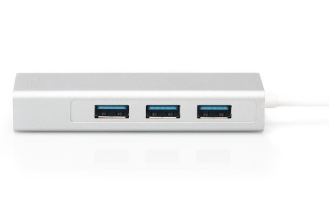 Digitus | 3-portowy koncentrator USB typu C + Gigabit Ethernet Digitus | 3-portowy koncentrator USB typu C + Gigabit Ethernet