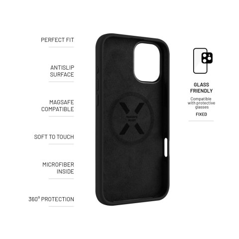 Fixed | MagFlow | Back Cover | Apple | iPhone 16 Plus | Silicone | Black Fixed | MagFlow | Back Cover | Apple | iPhone 16 Plus | Silicone | Black