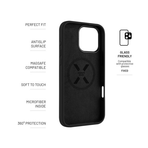 Fixed | MagFlow | Back Cover | Apple | iPhone 16 Pro Max | Silicone | Black Fixed | MagFlow | Back Cover | Apple | iPhone 16 Pro Max | Silicone | Black