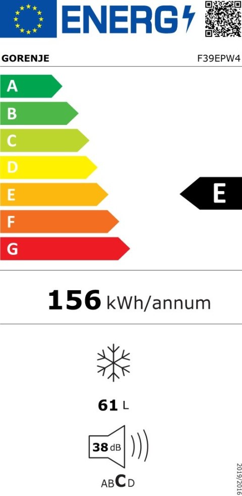 Gorenje | Freezer | F39EPW4 | Energy efficiency class E | Upright | Free standing | Height 84.2 cm | White Gorenje | Freezer | F39EPW4 | Energy efficiency class E | Upright | Free standing | Height 84.2 cm | White