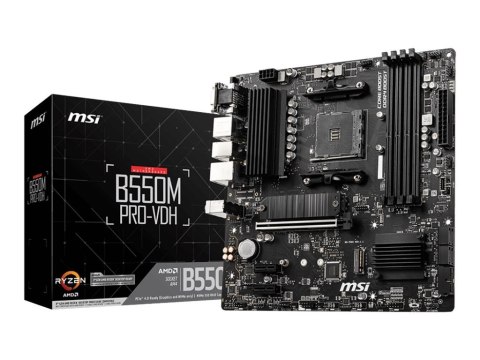 MSI | B550M PRO-VDH | Processor family AMD | Processor socket AM4 | DDR4 | Memory slots 4 | Number of SATA connectors 4 | Chipse MSI | B550M PRO-VDH | Processor family AMD | Processor socket AM4 | DDR4 | Memory slots 4 | Number of SATA connectors 4 | Chipse