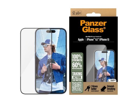 PanzerGlass Screen protector | Apple | iPhone 16/iPhone 15 | Glass | Transparent | Ultra-Wide Fit PanzerGlass Screen protector | Apple | iPhone 16/iPhone 15 | Glass | Transparent | Ultra-Wide Fit