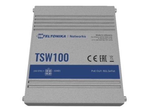 Teltonika | Industiral POE+ Swith | TSW100 | Unmanaged | Desktop | Porty 1 Gb/s (RJ-45) w ilości 5 | Porty PoE w ilości 4 | Port Teltonika | Industiral POE+ Swith | TSW100 | Unmanaged | Desktop | Porty 1 Gb/s (RJ-45) w ilości 5 | Porty PoE w ilości 4 | Port