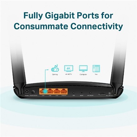 TP-LINK | Router 4G+ LTE | Archer MR600 | 802.11ac | 300+867 Mbit/s | 10/100/1000 Mbit/s | Porty Ethernet LAN (RJ-45) 3 | Obsług TP-LINK | Router 4G+ LTE | Archer MR600 | 802.11ac | 300+867 Mbit/s | 10/100/1000 Mbit/s | Porty Ethernet LAN (RJ-45) 3 | Obsług