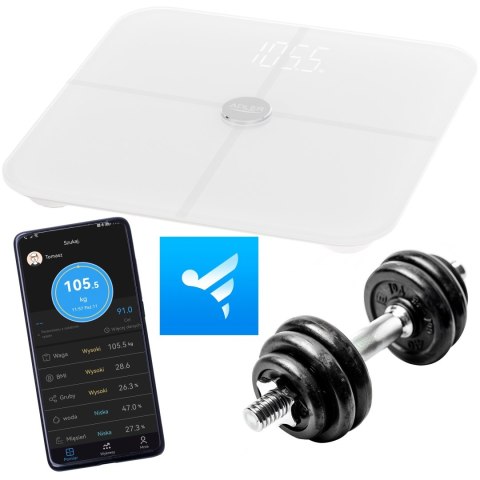 Adler Smart Bathroom Scale | AD 8187 | Maximum weight (capacity) 180 kg | Accuracy 100 g | Body Mass Index (BMI) measuring | Whi Adler Smart Bathroom Scale | AD 8187 | Maximum weight (capacity) 180 kg | Accuracy 100 g | Body Mass Index (BMI) measuring | Whi