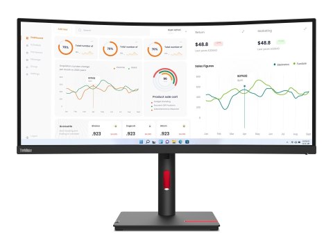 Lenovo | ThinkVision | T34w-30 | 34 " | VA | 21:9 | 60 Hz | 4 ms | Nie | 3440 x 1440 | 350 cd/m² | Porty HDMI w ilości 1 | Czarn Lenovo | ThinkVision | T34w-30 | 34 " | VA | 21:9 | 60 Hz | 4 ms | Nie | 3440 x 1440 | 350 cd/m² | Porty HDMI w ilości 1 | Czarn
