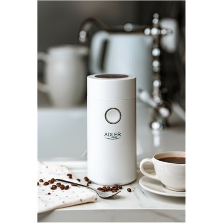 Adler | AD 4446ws | Młynek do kawy | 150 W | Pojemność ziaren kawy 75 g | Liczba filiżanek szt. | Biały Adler | AD 4446ws | Młynek do kawy | 150 W | Pojemność ziaren kawy 75 g | Liczba filiżanek szt. | Biały