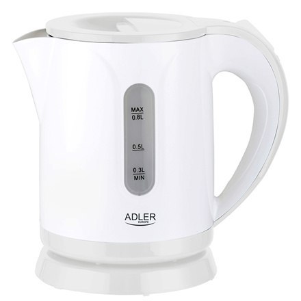 Adler | Czajnik | AD 1371w | Elektryczny | 850 W | 0,8 L | Stal nierdzewna/Polipropylen | Podstawa obrotowa 360° | Biały Adler | Czajnik | AD 1371w | Elektryczny | 850 W | 0,8 L | Stal nierdzewna/Polipropylen | Podstawa obrotowa 360° | Biały