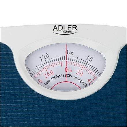 Adler | Mechaniczna waga łazienkowa | AD 8151b | Maksymalna waga (udźwig) 130 kg | Dokładność 1000 g | Niebieski/Biały Adler | Mechaniczna waga łazienkowa | AD 8151b | Maksymalna waga (udźwig) 130 kg | Dokładność 1000 g | Niebieski/Biały