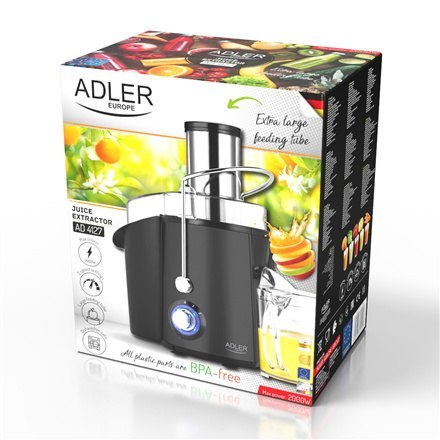 Adler | Sokowirówka | AD 4127 | Typ Sokowirówka | Czarny matowy | 1000 W | Liczba prędkości 2 Adler | Sokowirówka | AD 4127 | Typ Sokowirówka | Czarny matowy | 1000 W | Liczba prędkości 2