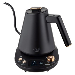 Czajnik Adler | AD 1349 | Elektryczny | 1100 W | 1 L | Stal nierdzewna | Podstawa obrotowa 360° | Czarny/złoty