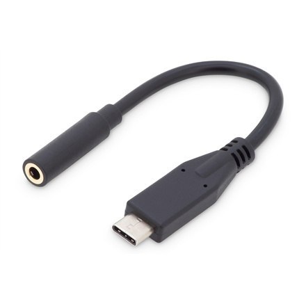 Digitus | Adapter USB-C do gniazda słuchawkowego | Żeńskie | 24-pinowe USB-C | Mini-phone stereo 3,5 mm | Czarne | 0,2 m Digitus | Adapter USB-C do gniazda słuchawkowego | Żeńskie | 24-pinowe USB-C | Mini-phone stereo 3,5 mm | Czarne | 0,2 m